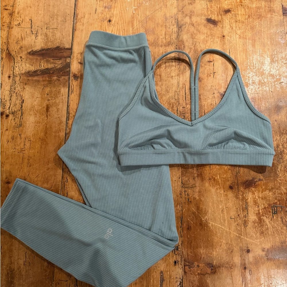 ALO Yoga Ribbed Sports Bra and Leggings Set